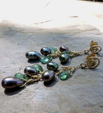 Emerald and Pearl Earrings