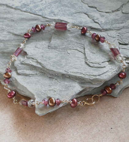 Garnet and Pearl Bracelet
