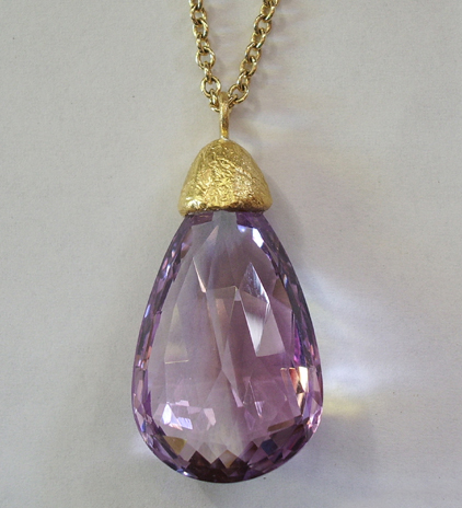 Large Amethyst 22K Pendant