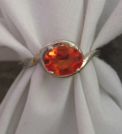 Lab-Grown Padparadscha Sapphire Ring